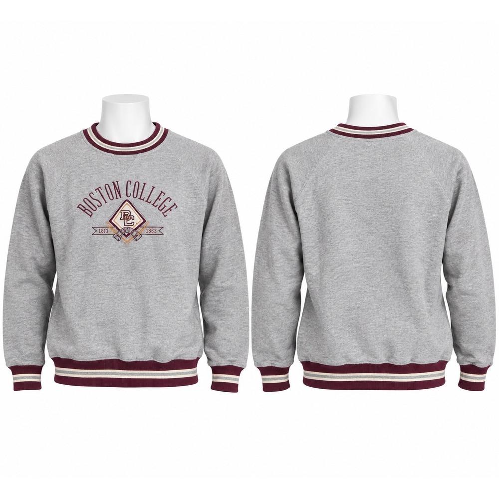 Vintage Boston College Eagles Midwest Embroidery Sweatshirt Grey Maroon Mens M